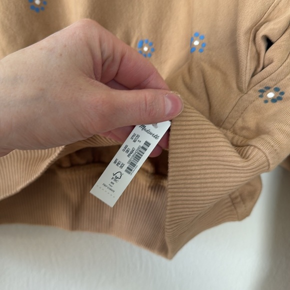 NWT Madewell MWL cropped camel floral sweatshirt small - Picture 3 of 5